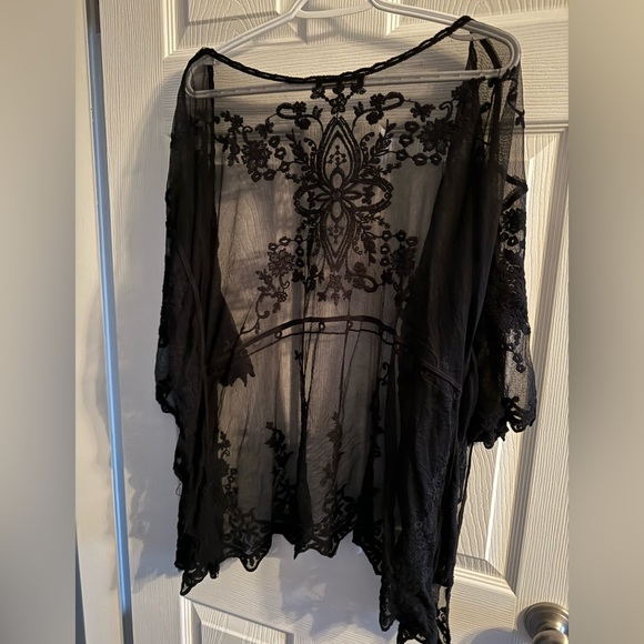 Short Black Lace Coverup - Picture 2 of 6